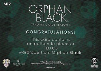2016 Cryptozoic Orphan Black Season 1 - Wardrobe Relics #M12 Jordan Gavaris Back