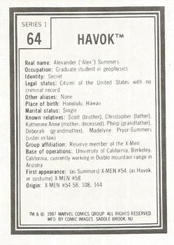 1987 Comic Images Marvel Universe I #64 Havoc Back
