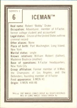 1987 Comic Images Marvel Universe I #6 Iceman Back