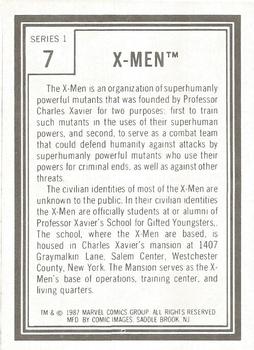 1987 Comic Images Marvel Universe I #7 X-Men Back