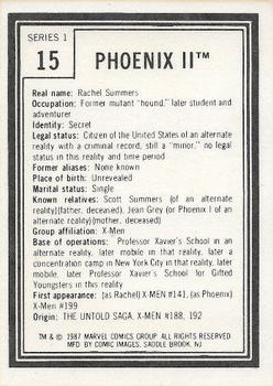 1987 Comic Images Marvel Universe I #15 Phoenix II Back