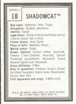 1987 Comic Images Marvel Universe I #18 Shadowcat Back