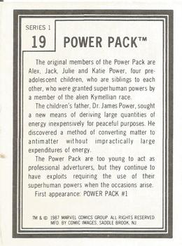 1987 Comic Images Marvel Universe I #19 Power Pack Back