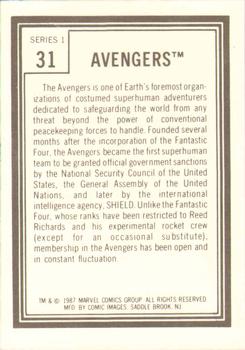 1987 Comic Images Marvel Universe I #31 Avengers Back
