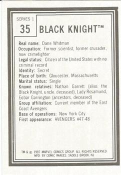 1987 Comic Images Marvel Universe I #35 Black Knight Back