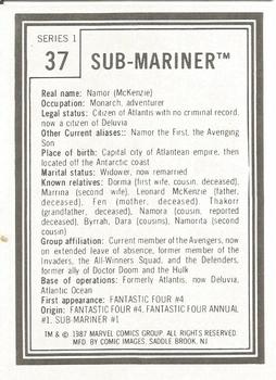 1987 Comic Images Marvel Universe I #37 Namor the Sub-Mariner Back