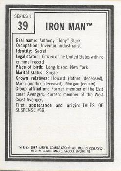 1987 Comic Images Marvel Universe I #39 Iron Man Back