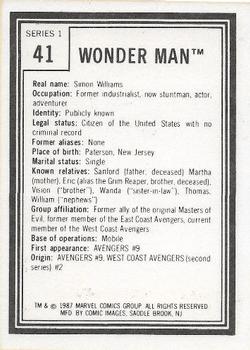1987 Comic Images Marvel Universe I #41 Wonder Man Back