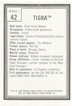 1987 Comic Images Marvel Universe I #42 Tigra Back
