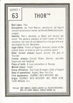 1987 Comic Images Marvel Universe I #63 Thor Back