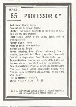 1987 Comic Images Marvel Universe I #65 Professor X Back