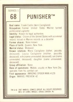 1987 Comic Images Marvel Universe I #68 Punisher Back