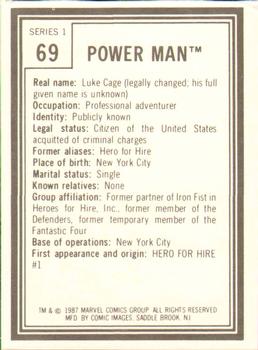 1987 Comic Images Marvel Universe I #69 Power Man Back