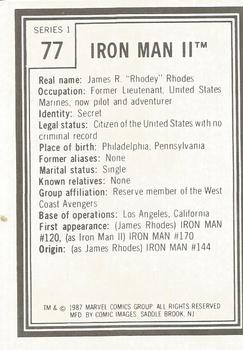1987 Comic Images Marvel Universe I #77 Iron Man II Back