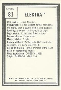 1987 Comic Images Marvel Universe I #81 Elektra Back