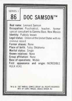 1987 Comic Images Marvel Universe I #86 Doc Samson Back