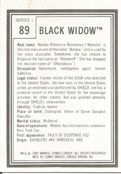1987 Comic Images Marvel Universe I #89 Black Widow Back