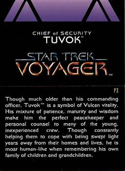 1995 SkyBox Star Trek: Voyager Season One Series Two - Pop-Out #P3 Chief of Security Tuvok Back