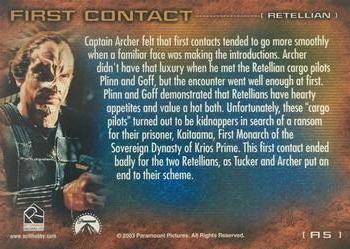 2003 Rittenhouse Star Trek Enterprise Season 2 - First Contact #F15 Retellian Back