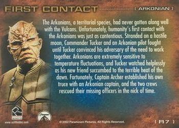 2003 Rittenhouse Star Trek Enterprise Season 2 - First Contact #F17 Arkonian Back