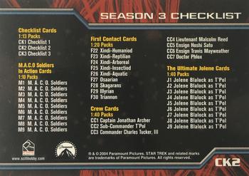 2004 Rittenhouse Star Trek Enterprise Season 3 - Checklist #CK2 Checklist (Chase cards) Back
