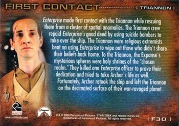 2004 Rittenhouse Star Trek Enterprise Season 3 - First Contact #F30 Triannon Back