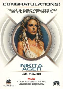 2004 Rittenhouse Star Trek Enterprise Season 3 - Autographs #A29 Nikita Ager Back