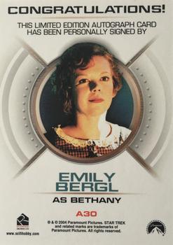 2004 Rittenhouse Star Trek Enterprise Season 3 - Autographs #A30 Emily Bergl Back