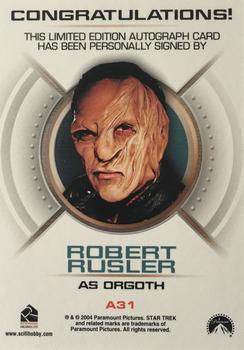 2004 Rittenhouse Star Trek Enterprise Season 3 - Autographs #A31 Robert Rusler Back