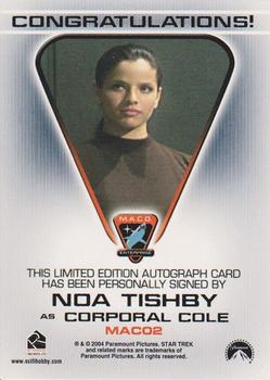 2004 Rittenhouse Star Trek Enterprise Season 3 - Autographs M.A.C.O. Series #MACO2 Noa Tishby Back