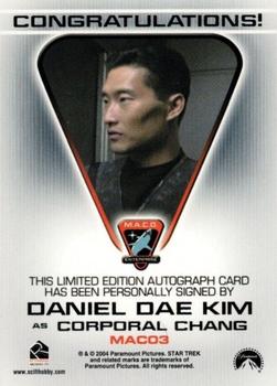 2004 Rittenhouse Star Trek Enterprise Season 3 - Autographs M.A.C.O. Series #MACO3 Daniel Dae Kim Back
