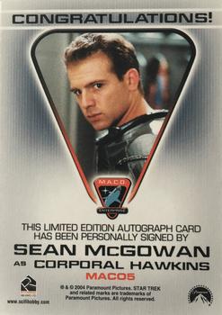 2004 Rittenhouse Star Trek Enterprise Season 3 - Autographs MACO Series #MACO5 Sean McGowan Back