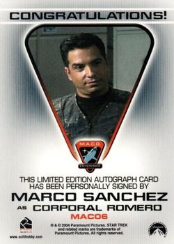 2004 Rittenhouse Star Trek Enterprise Season 3 - Autographs M.A.C.O. Series #MACO6 Marco Sanchez Back