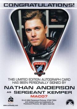 2004 Rittenhouse Star Trek Enterprise Season 3 - Autographs M.A.C.O. Series #MACO7 Nathan Anderson Back