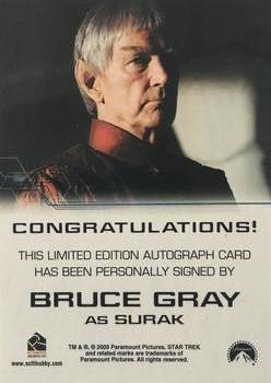 2005 Rittenhouse Star Trek: Enterprise Season 4 - Autographs #NNO Bruce Gray Back