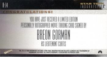 1998 SkyBox Star Trek Insurrection - Autographs #A-14 Breon Gorman Back