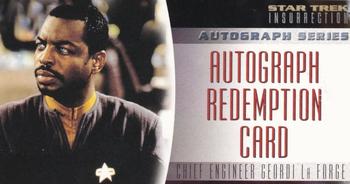 1998 SkyBox Star Trek Insurrection - Autograph Redemption #NNO LeVar Burton Front