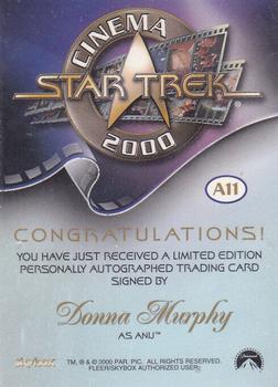 2000 SkyBox Star Trek Cinema 2000 - Autographs #A11 Donna Murphy Back