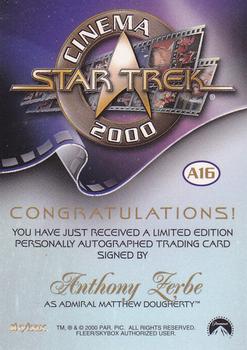 2000 SkyBox Star Trek Cinema 2000 - Autographs #A16 Anthony Zerbe Back