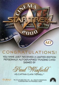 2000 SkyBox Star Trek Cinema 2000 - Autographs #A17 Paul Winfield Back