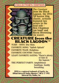 1992 Pepsi Universal Party Monsters #2 Creature From The Black Lagoon Back