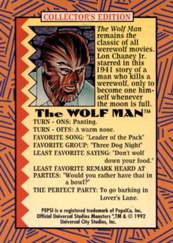 1992 Pepsi Universal Party Monsters #4 The Wolf Man Back