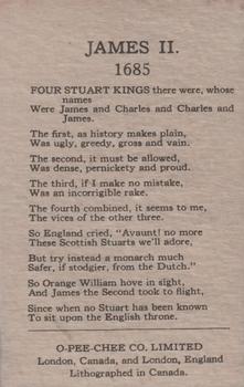 1930 O-Pee-Chee Kings & Queens (V302) #NNO James II Back