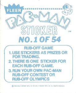 1980 Fleer Pac-Man Stickers & Rub-Offs #1 WAKA! WAKA! WAKA! Back