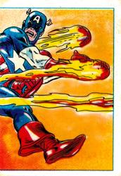 1984 Leaf Marvel Super Heroes Secret Wars Stickers #7 Captain America Front