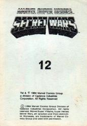 1984 Leaf Marvel Super Heroes Secret Wars Stickers #12 Fantastic Four Back