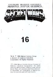 1984 Leaf Marvel Super Heroes Secret Wars Stickers #16 The Thing Back