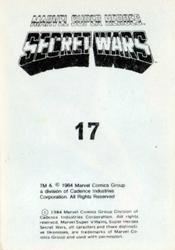 1984 Leaf Marvel Super Heroes Secret Wars Stickers #17 The Human Torch Back