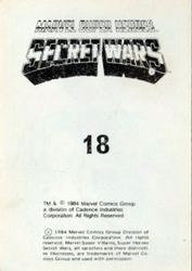 1984 Leaf Marvel Super Heroes Secret Wars Stickers #18 Bruce Banner Back