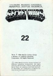 1984 Leaf Marvel Super Heroes Secret Wars Stickers #22 Incredible Hulk Back